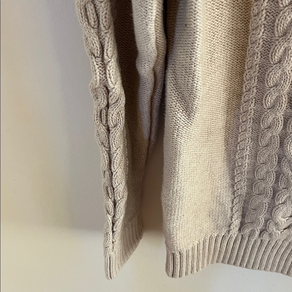 L.L. Bean Beige Knit Zip Up Cardigan - Picture 4 of 7